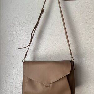 Mina Baie Tan Vegan Leather Shoulder Bag